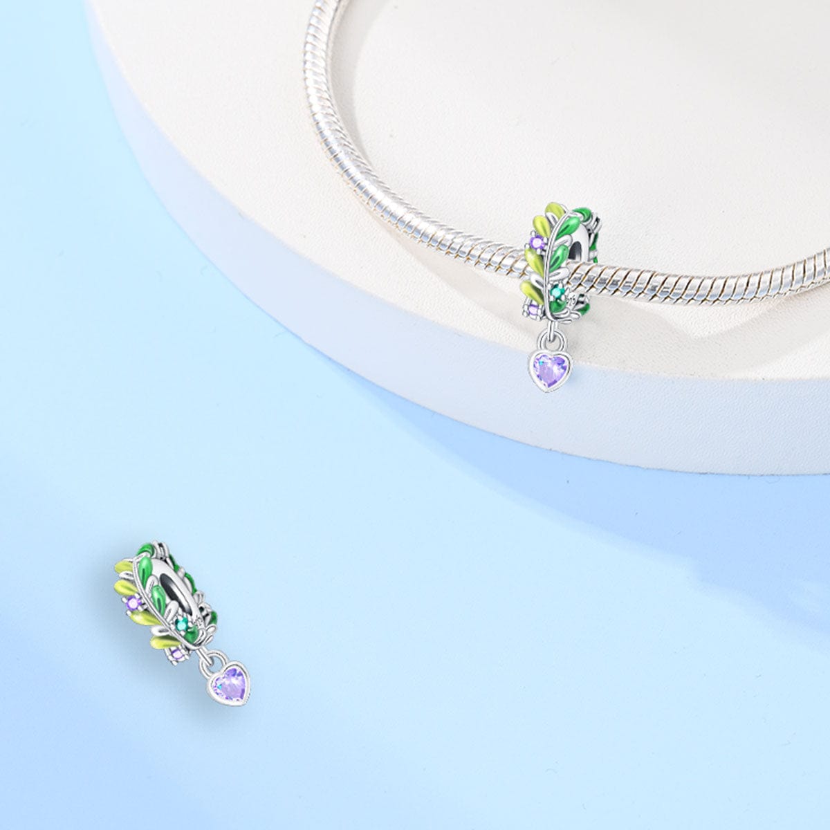 Liora Atelier Olive Leaves and Heart Gem Charm