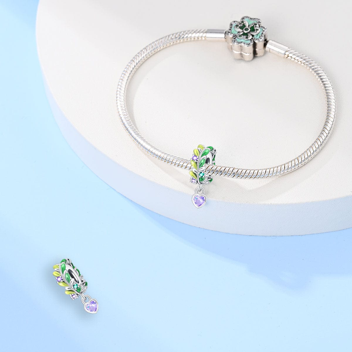 Liora Atelier Olive Leaves and Heart Gem Charm