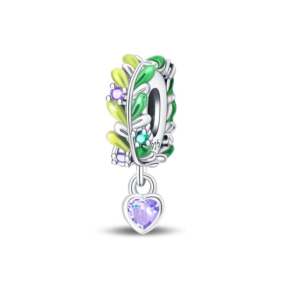 Liora Atelier Olive Leaves and Heart Gem Charm