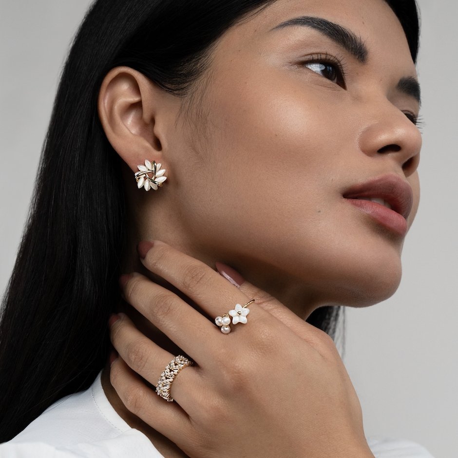 Opal Blüten Silberohrringe