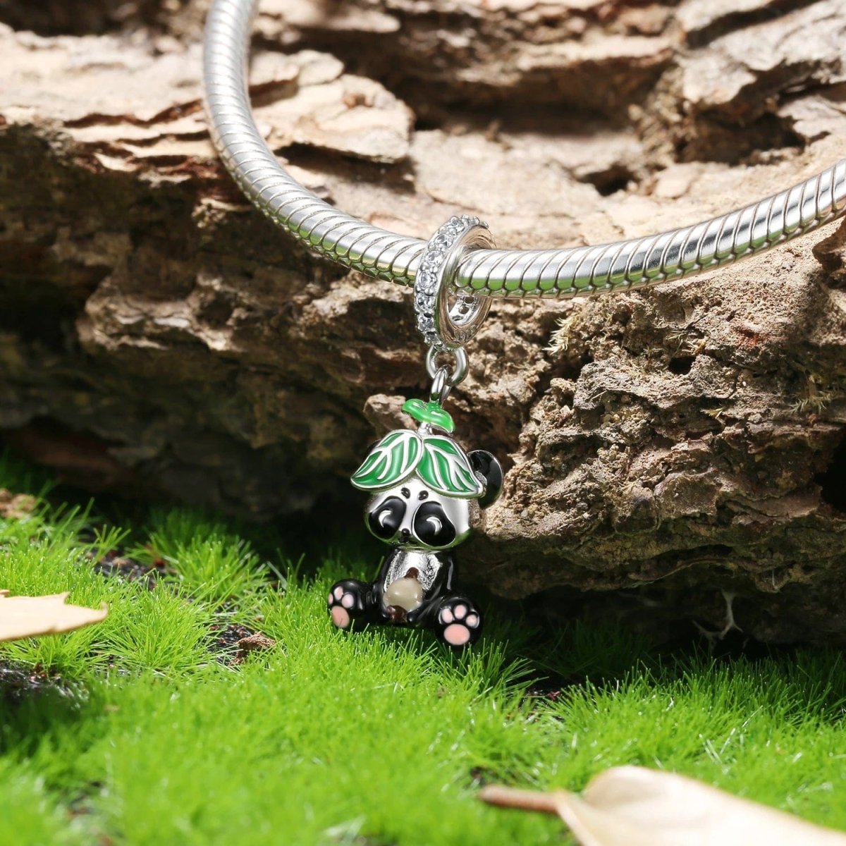 Liora Atelier Panda with Leaf Hat Dangle Charm