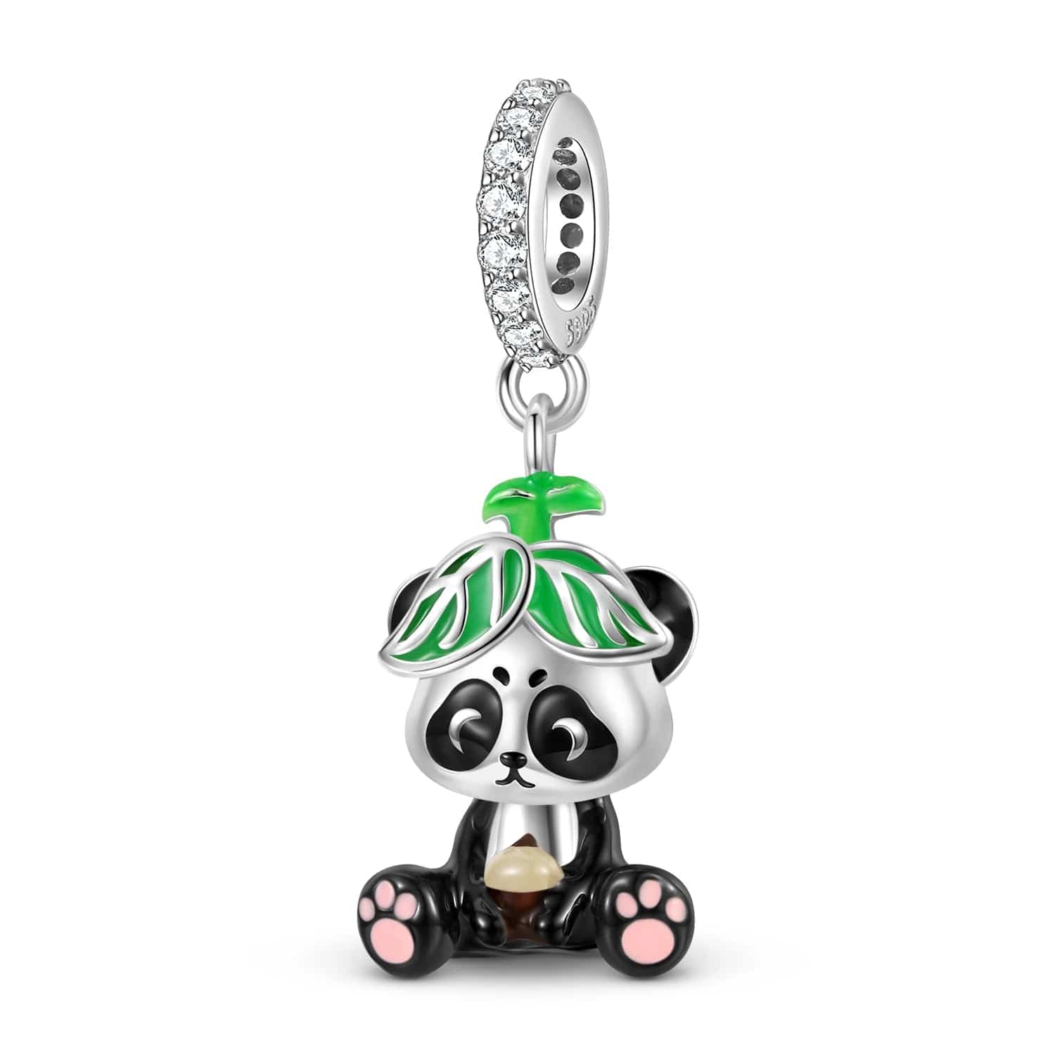 Liora Atelier Panda with Leaf Hat Dangle Charm
