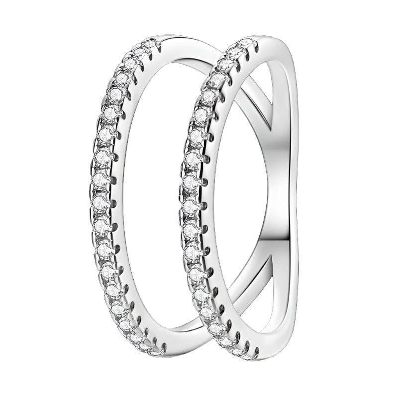 Liora Atelier Parallel Lines Stone, Inlaid Double Layer Hollow Ring