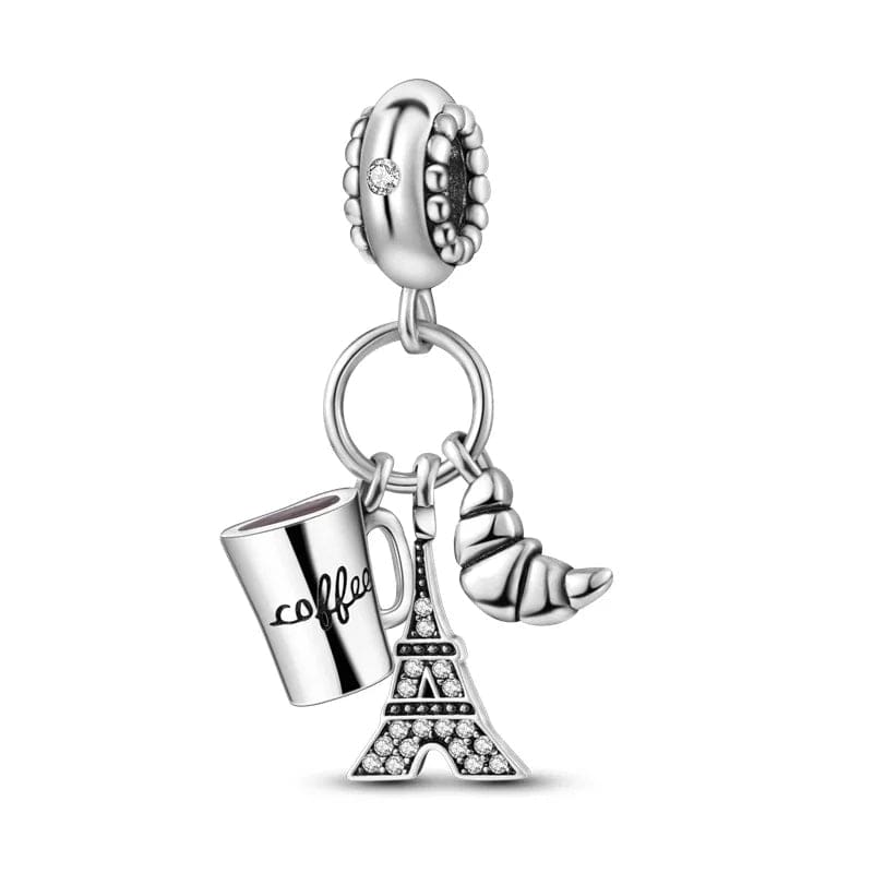 Liora Atelier Paris Eiffel Tower Croissant Coffee France Holiday Dangle Charm