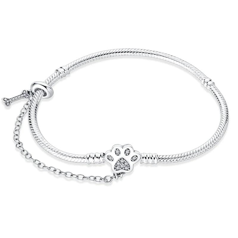 Liora Atelier Paw Print Charm Bracelet with Bone and Safety Chain