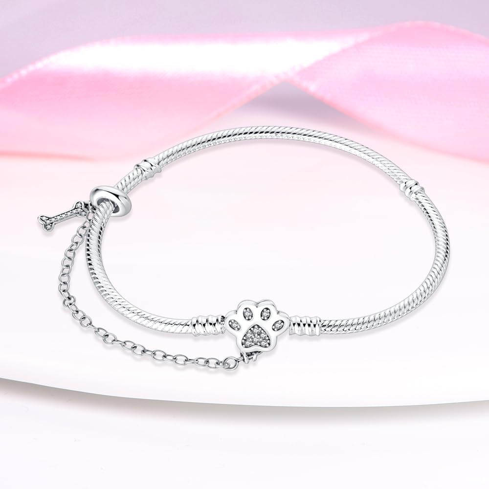 Liora Atelier Paw Print Charm Bracelet with Bone and Safety Chain