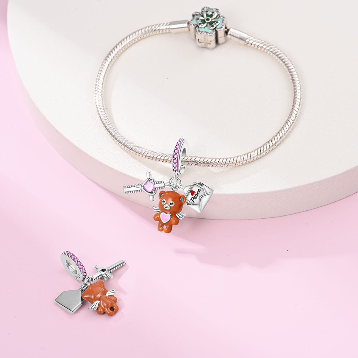 Liora Atelier Peaceful Bear with Heart & Love Letter Triple Charm