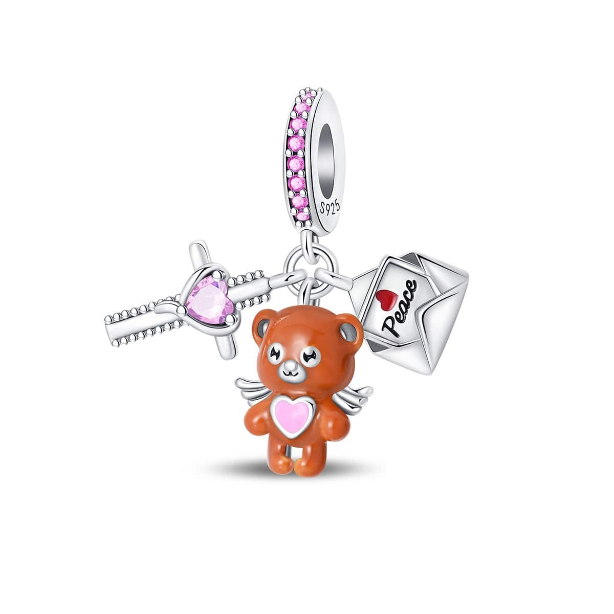 Liora Atelier Peaceful Bear with Heart & Love Letter Triple Charm