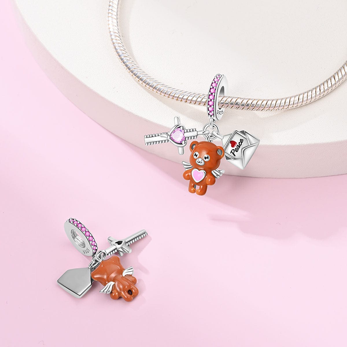 Liora Atelier Peaceful Bear with Heart & Love Letter Triple Charm