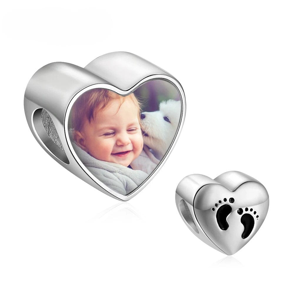Liora Atelier Personalized Baby Footprint Heart Photo Charm