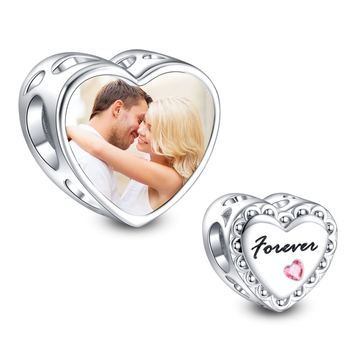 Liora Atelier Personalized Forever Pink Heart Photo Charm