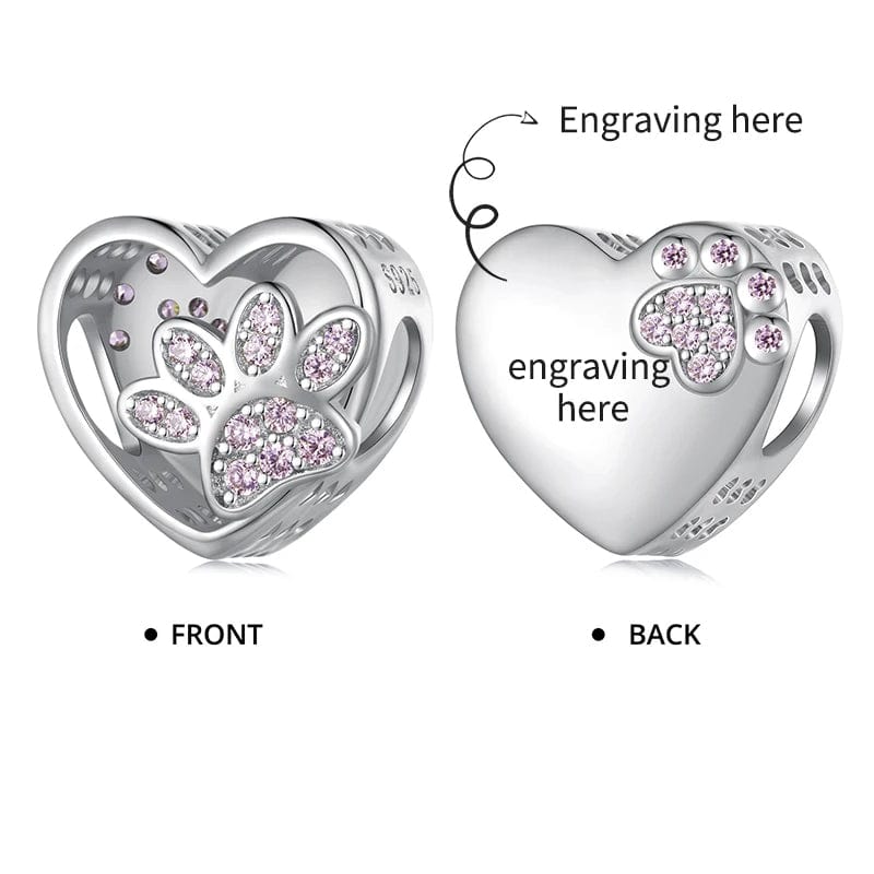 Liora Atelier Personalized Paw Print Engraved Heart Charm