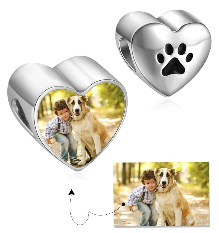 Liora Atelier Personalized Pet Paw Print Heart Photo Charm