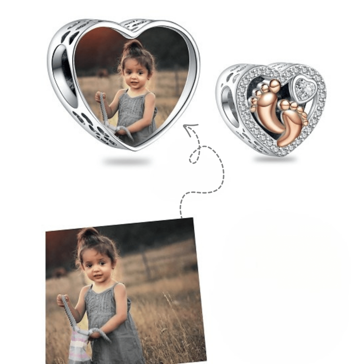Liora Atelier Personalized Photo Baby Footprint Heart Charm