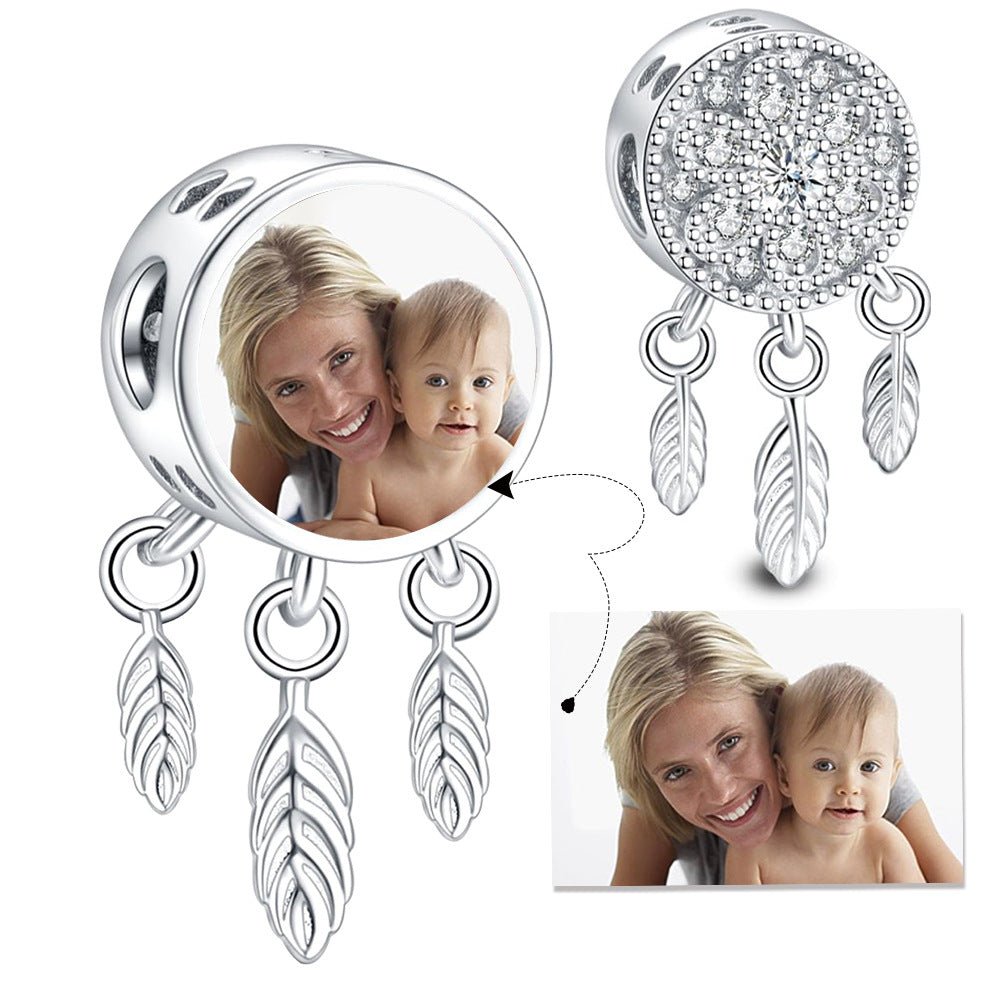 Liora Atelier Personalized Photo Charm with Feather Pendants