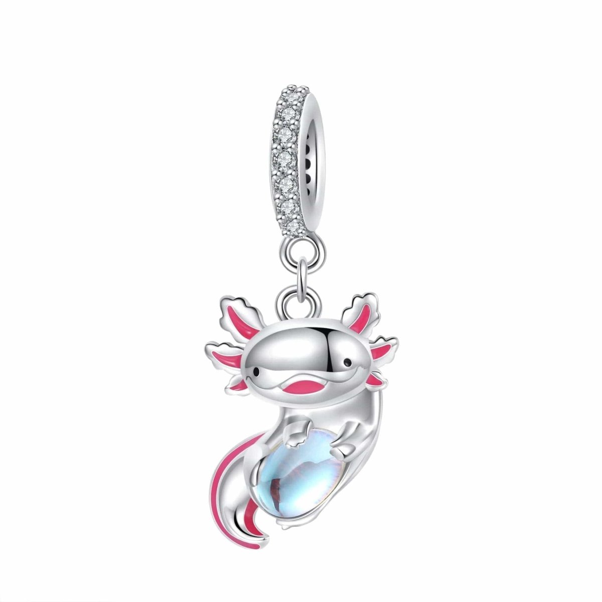 Liora Atelier Pink Axolotl Embracing a Luminous Orb Charm