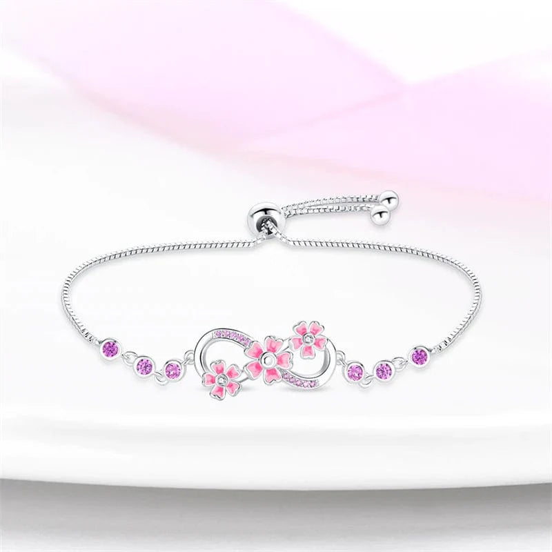 Liora Atelier Pink Blossom Infinity Bracelet with Sparkling Gemstones