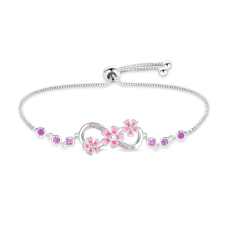 Liora Atelier Pink Blossom Infinity Bracelet with Sparkling Gemstones