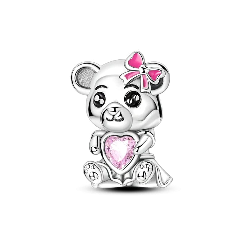 Liora Atelier Pink Bow & Heart Panda Bear Charm