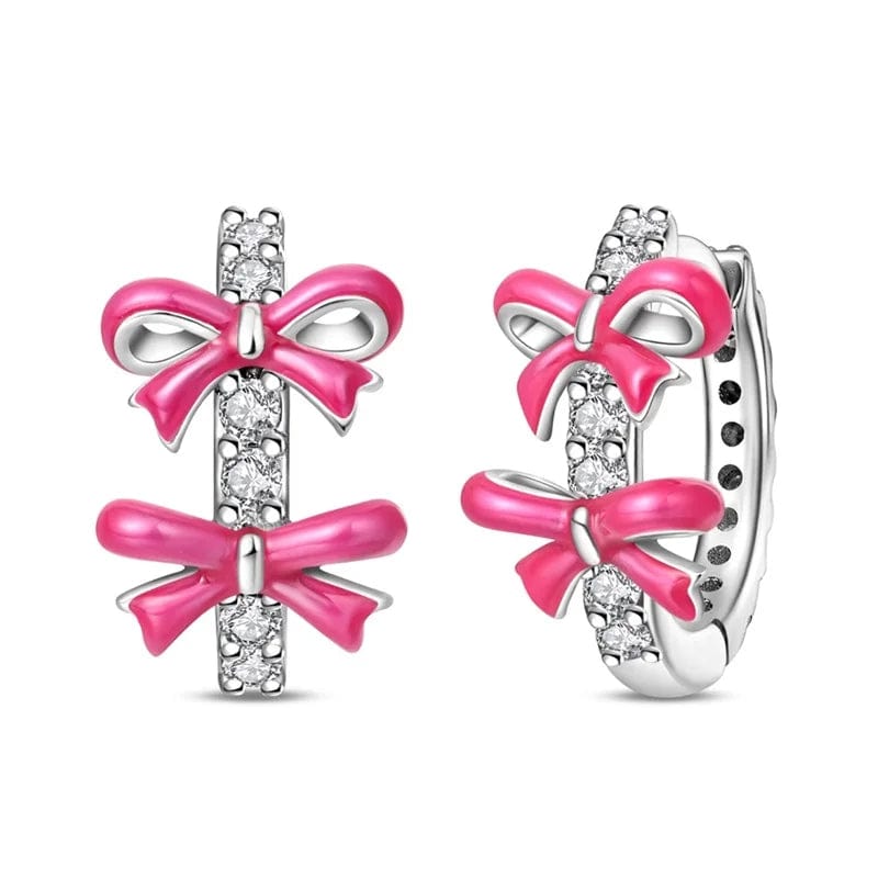 Liora Atelier Pink Bow Hoop Earrings