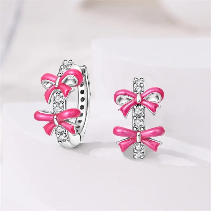 Liora Atelier Pink Bow Hoop Earrings
