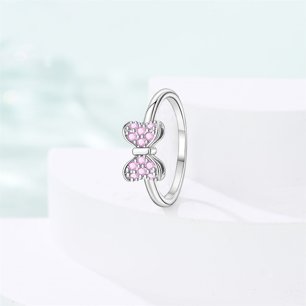 Liora Atelier Pink Bow Sparkle Ring