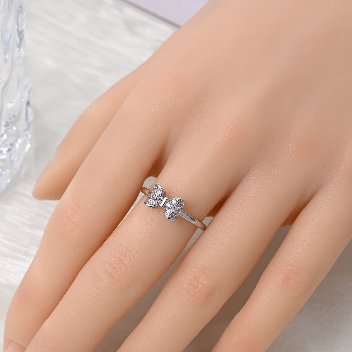 Liora Atelier Pink Bow Sparkle Ring