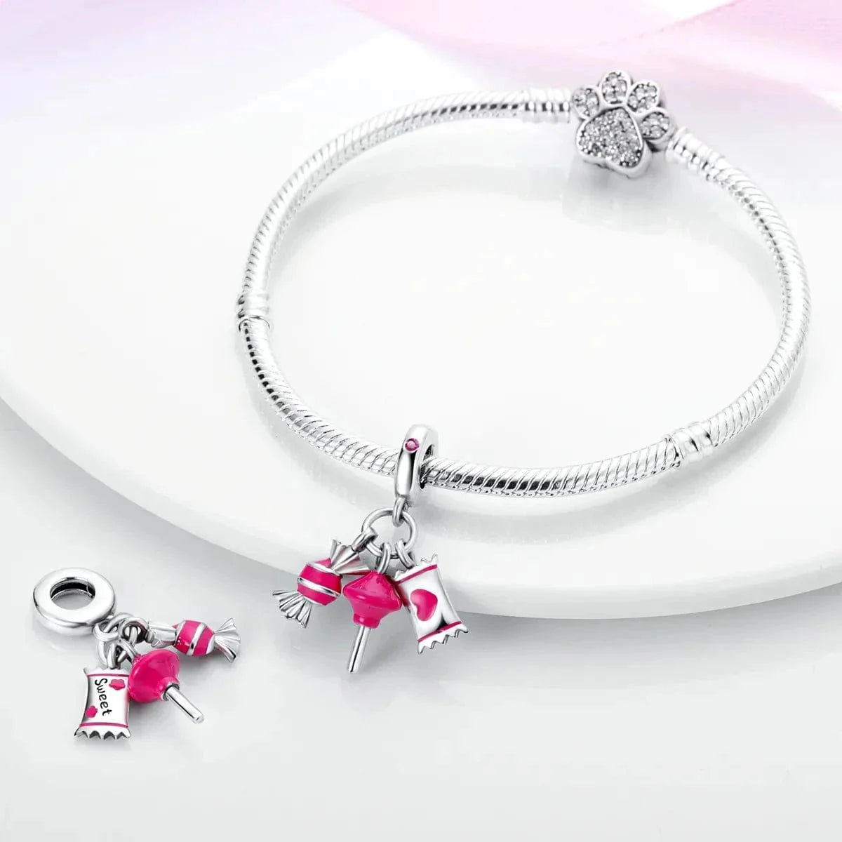 Liora Atelier Pink Candy Lollipop Love Triple Dangle Charm