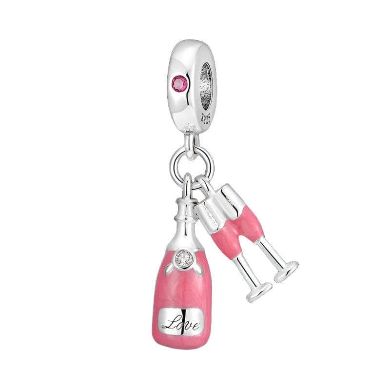 Liora Atelier Pink Champagne Bottle and Glasses Celebration Charm