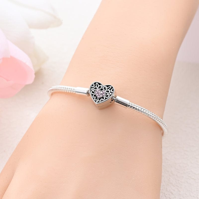 Liora Atelier Pink Crystal Heart Charm Bracelet