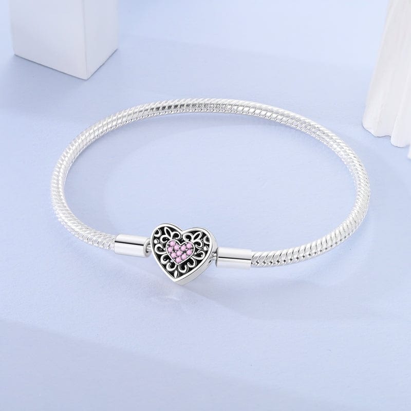 Liora Atelier Pink Crystal Heart Charm Bracelet