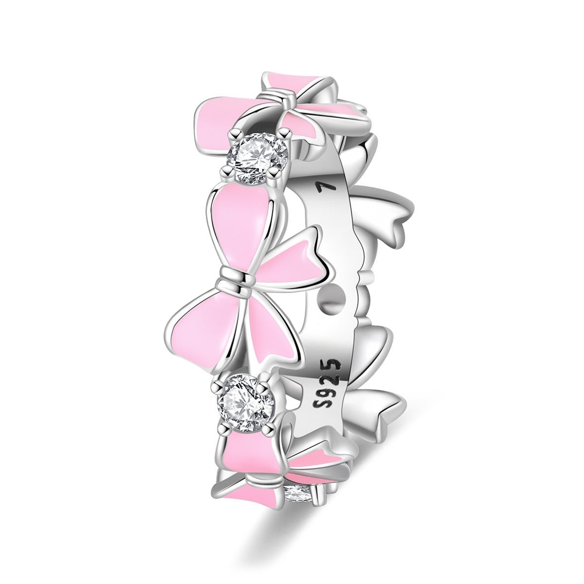 Liora Atelier Pink Enamel Bows & Sparkling Stones Ring