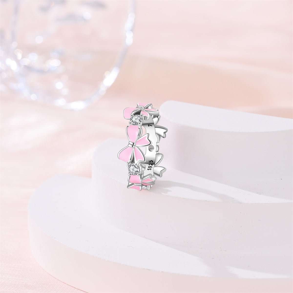 Liora Atelier Pink Enamel Bows & Sparkling Stones Ring