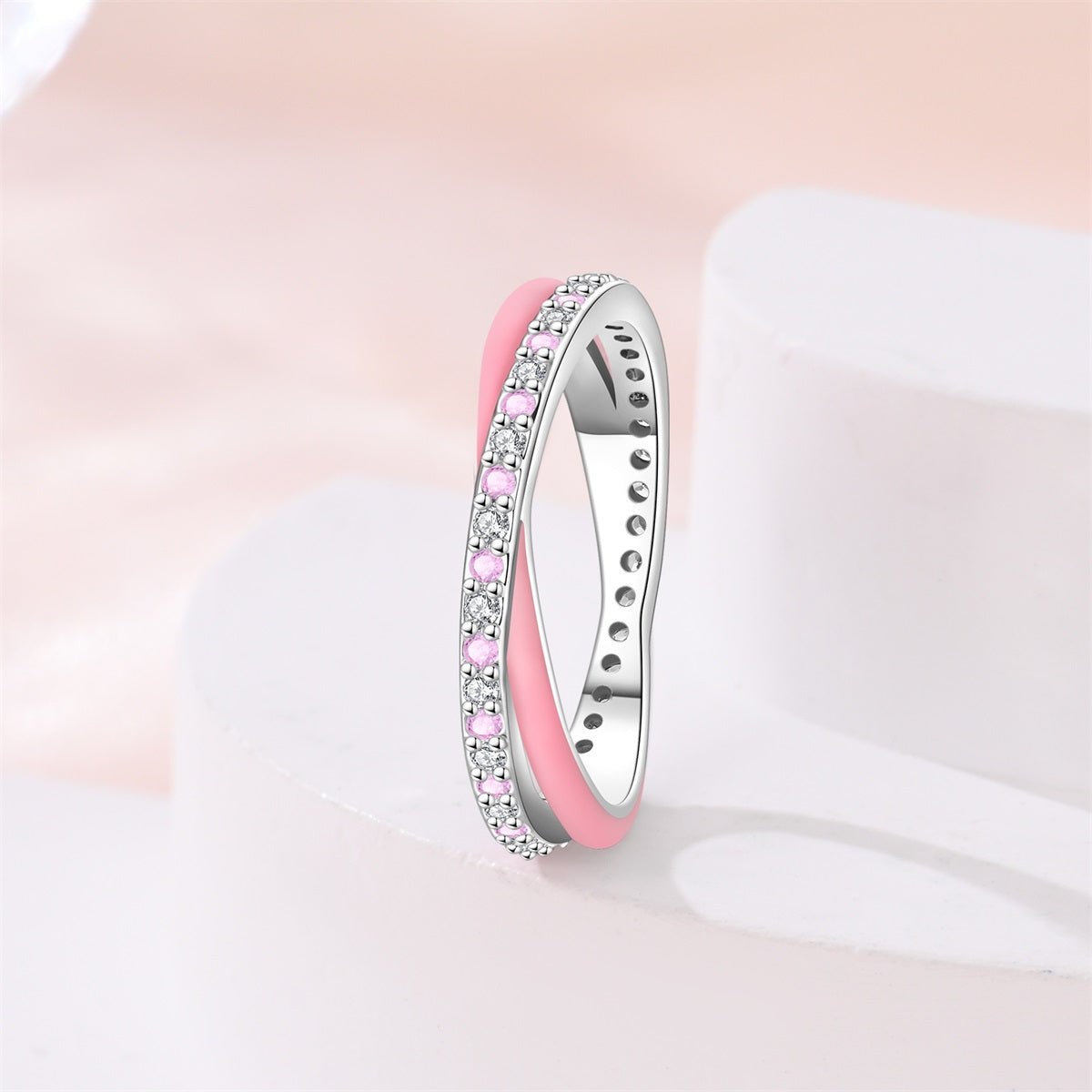 Liora Atelier Pink Enamel & Sparkling Pavé Ring