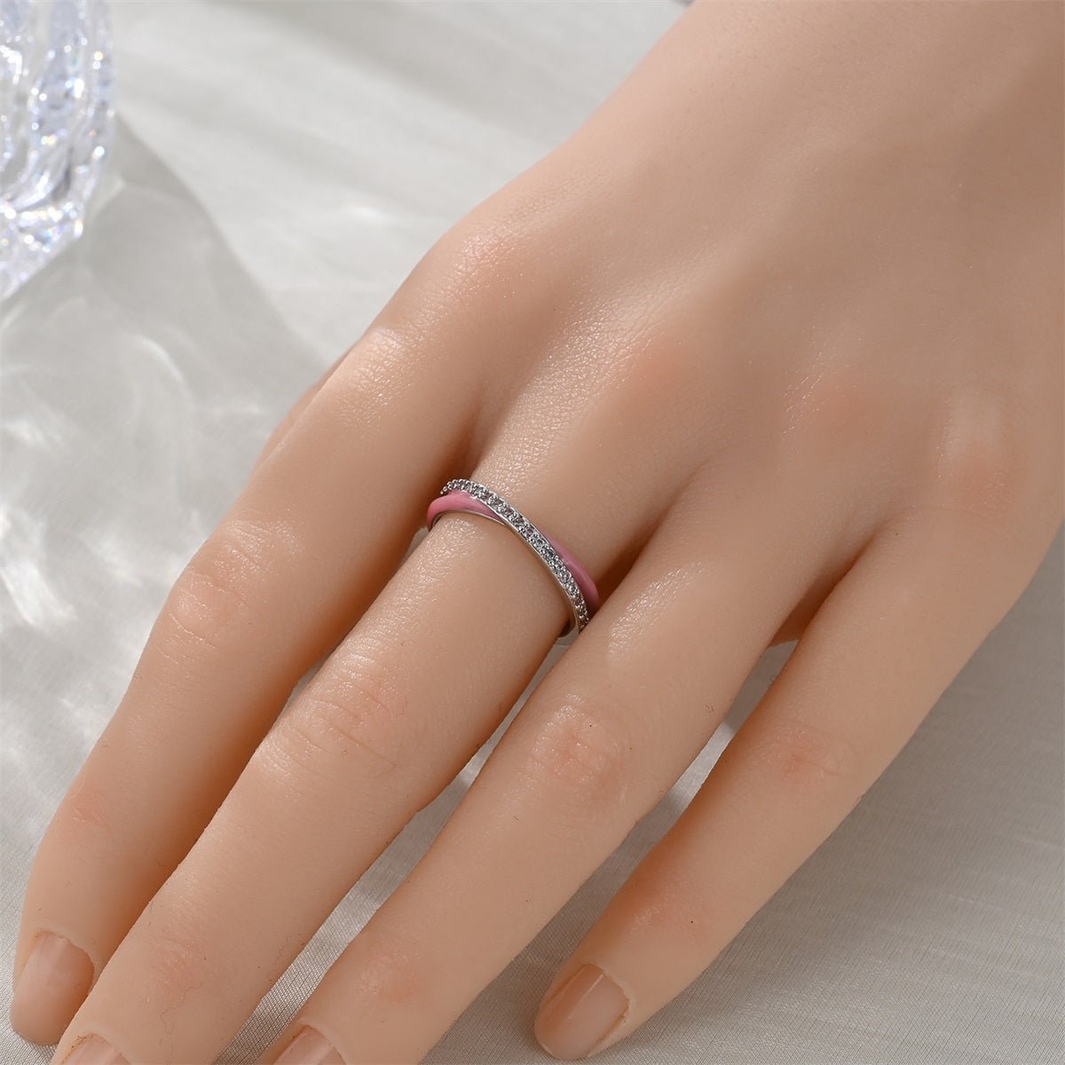 Liora Atelier Pink Enamel & Sparkling Pavé Ring