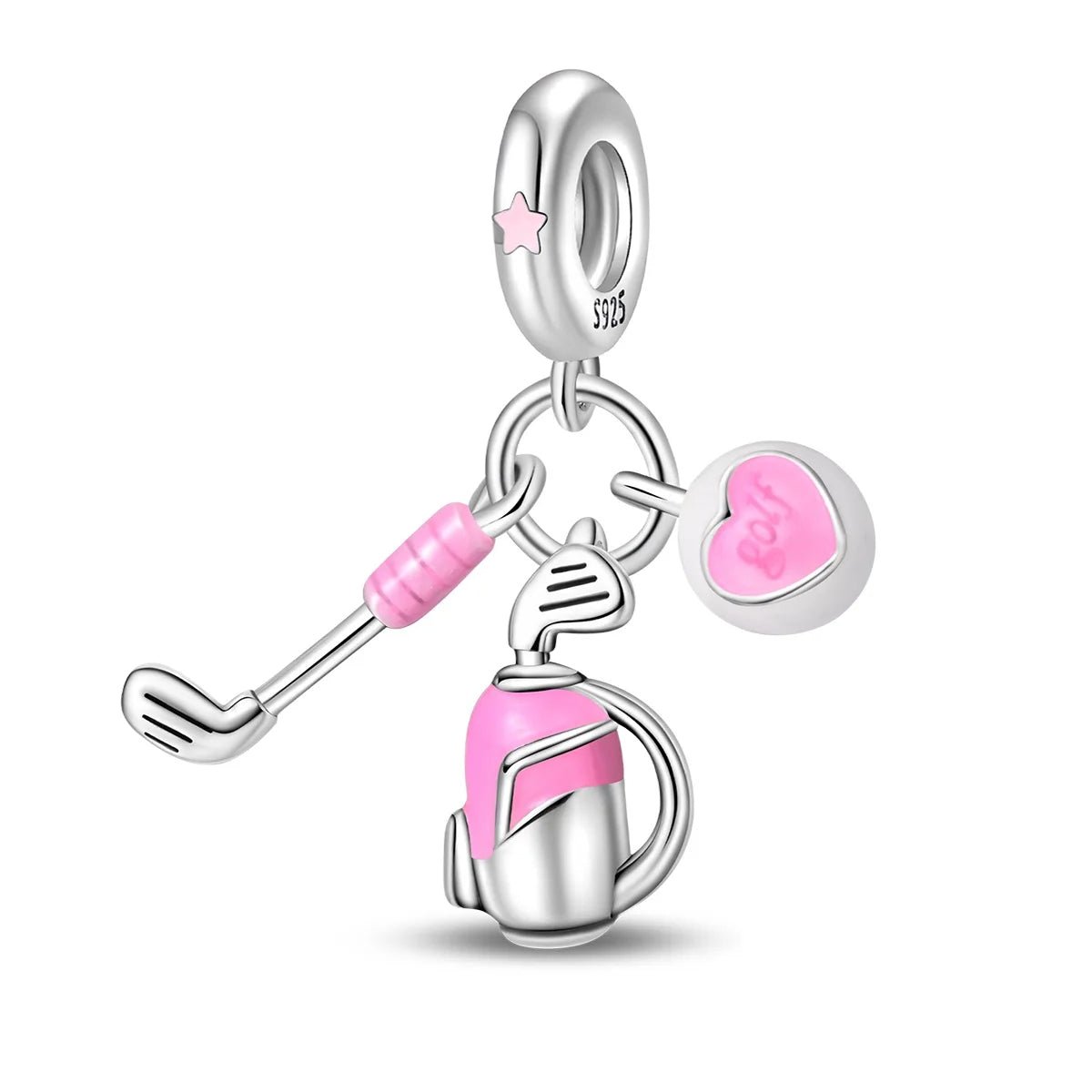 Liora Atelier Pink Golf Club, Bag & Heart Dangle Charm