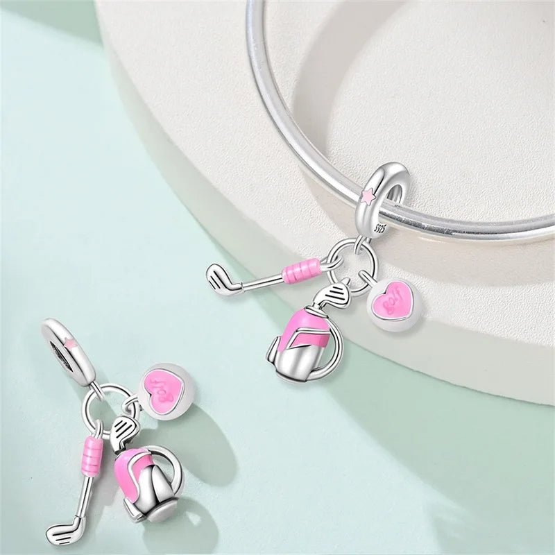 Liora Atelier Pink Golf Club, Bag & Heart Dangle Charm