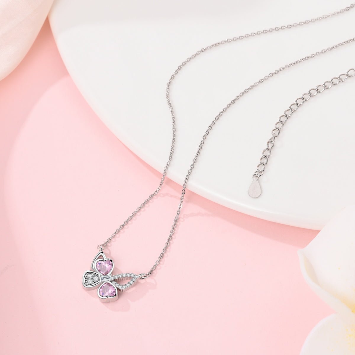 Liora Atelier Pink Heart Butterfly Necklace