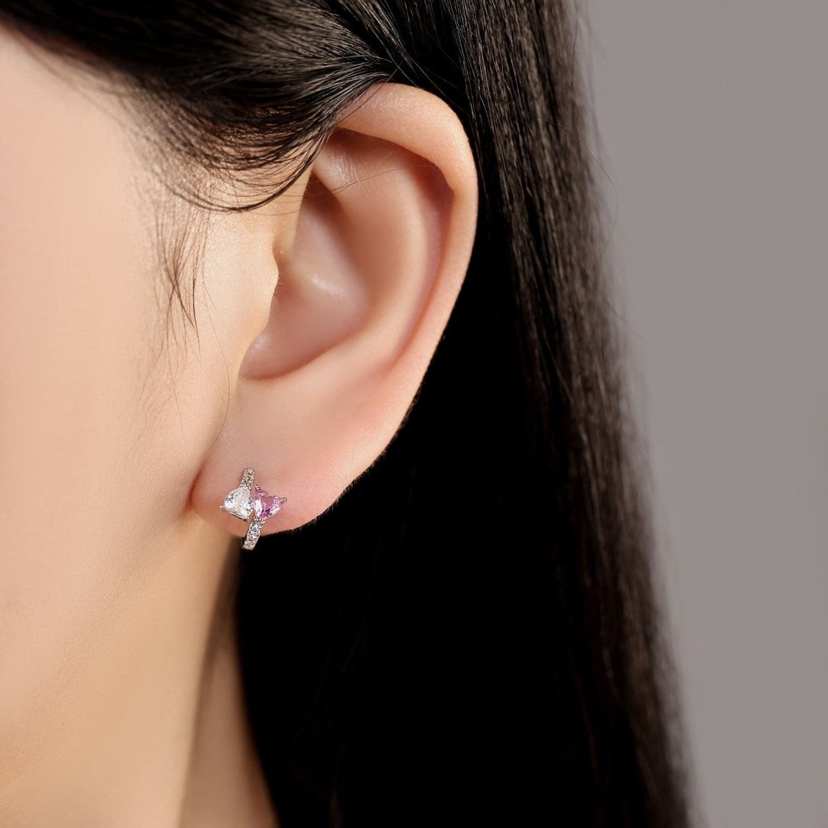 Liora Atelier Pink Heart Duo Hoop Earrings