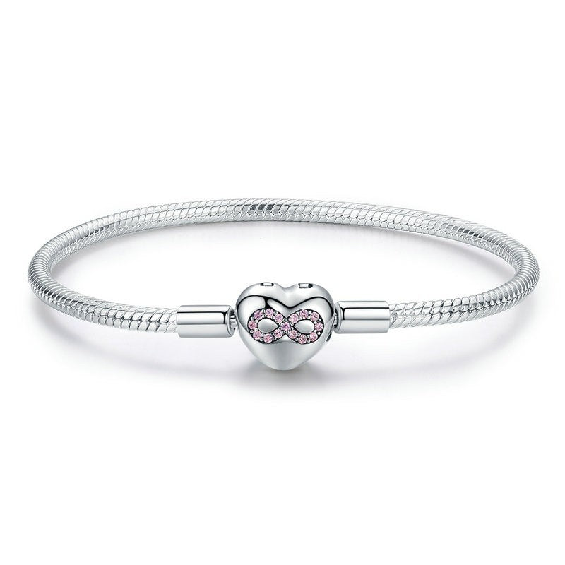 Liora Atelier Pink Infinity Heart Clasp Charm Bracelet