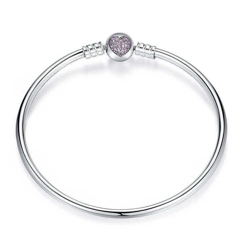 Liora Atelier Pink Pavé Heart Clasp Charm Bangle