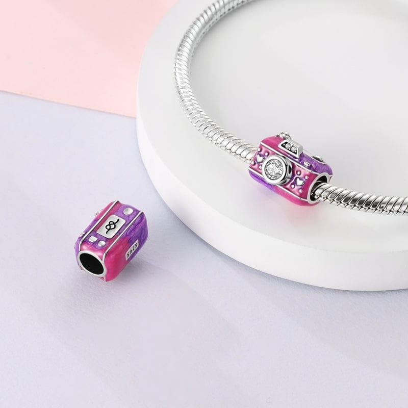 Liora Atelier Pink & Purple Heart - Accented Camera Charm