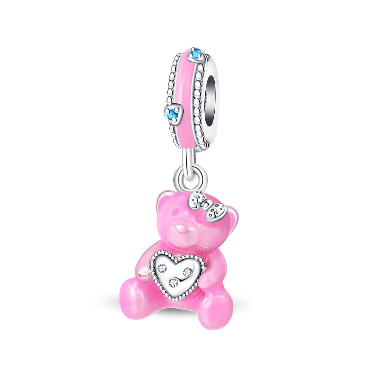 Liora Atelier Pink Teddy Bear & Heart Dangle Charm