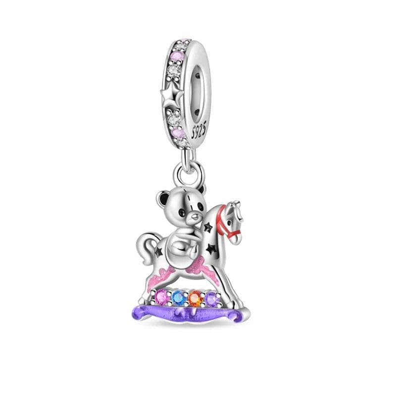 Liora Atelier Playful Bear on Rocking Horse Dangle Charm