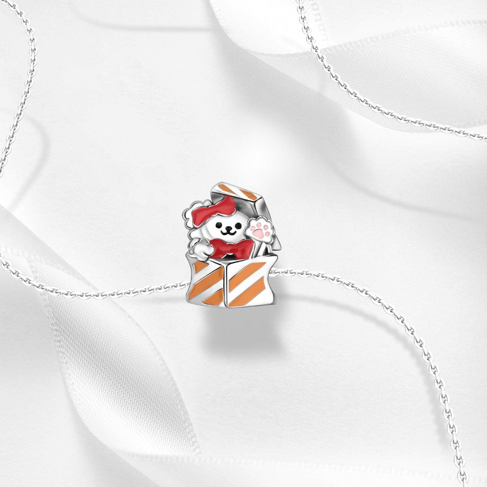 Liora Atelier Playful Puppy in Gift Box Charm with Paw Print