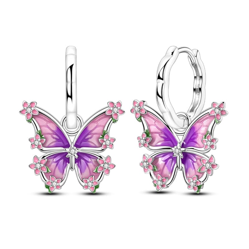 Liora Atelier Purple Blossom Butterfly Hoop Earrings