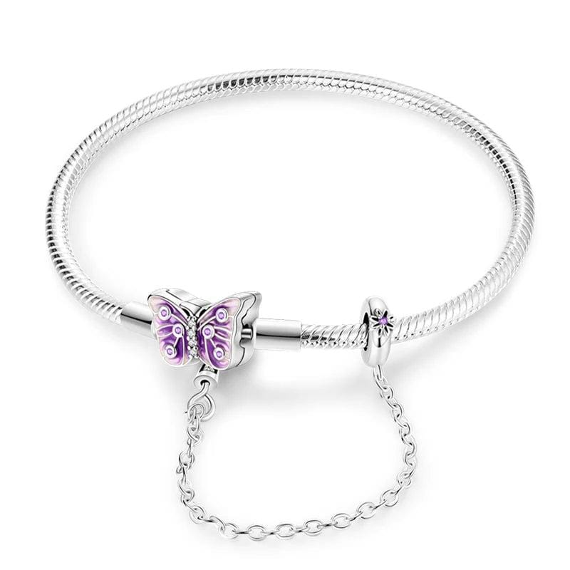 Liora Atelier Purple Butterfly Charm Bracelet with Safety Chain
