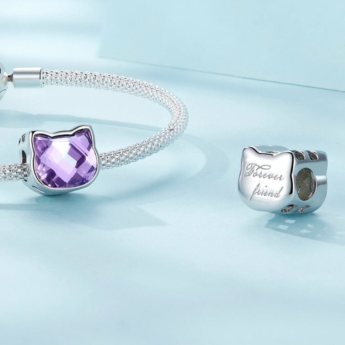 Liora Atelier Purple Gemstone Cat Bead Charm