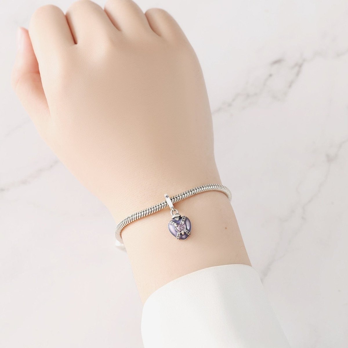 Liora Atelier Purple Heart Charm with Sparkling Pink Gemstone