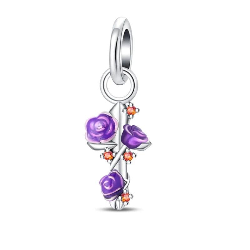 Liora Atelier Purple Rose Cross Dangle Charm